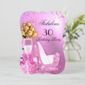Fabulous Shimmer Light Pink High Heels Geburtstag  Einladung (Stehend Vorderseite)
