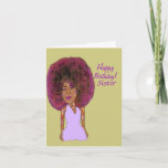 Fabulous Sister African American Happy Birthday Ca Karte<br><div class="desc">Diese niedliche Karte zeigt eine afroamerikanische Frau mit einem üppigen Afro- und Winkelkleid.  Schicken Sie diese coole Karte mit einer herzlichen Nachricht an Ihre Schwester,  um ihr zu lassen,  wie sehr Sie sie schätzen.</div>