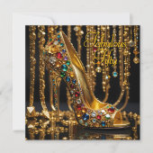 Fabulous Stiletto Glitzer Red blue Gold Juwelen Einladung (Vorderseite)