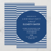 Fabulous Stripes General Party Einladung (blau) (Vorne/Hinten)