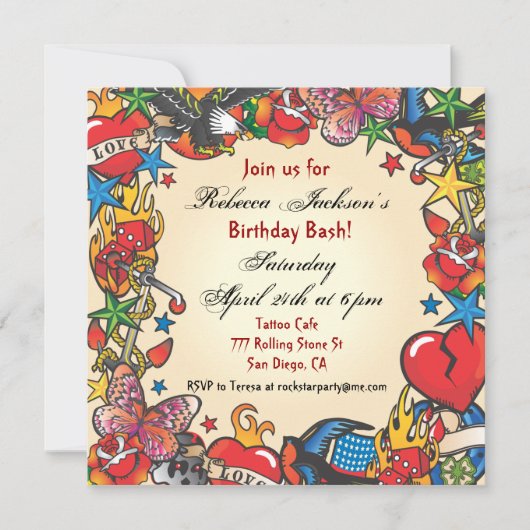 Fabulous Tattoo Party Einladung (Vorderseite)