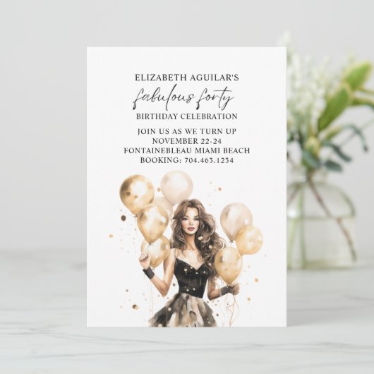 Fabulous vierty Birthday Party Einladung (Stehend Vorderseite)