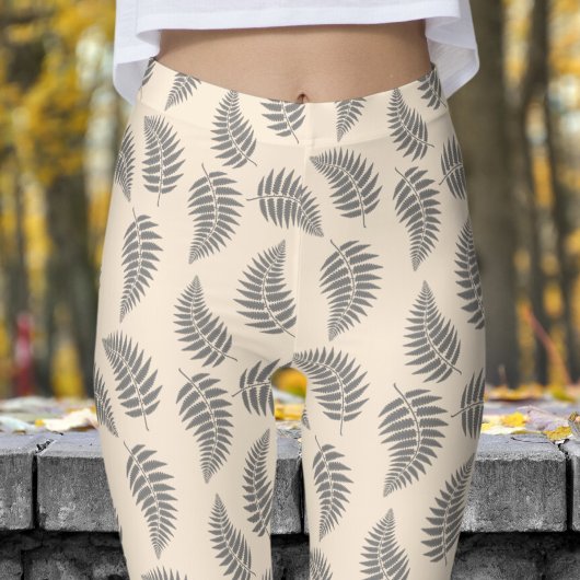 Fabulous White Fern Muster Leggings