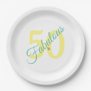 Fabulous Yellow Aquamarin Simple Modern 50. Geburt Pappteller