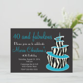 Fabulous Zebra Geburtstagsparty Einladung (blau) (Stehend Vorderseite)