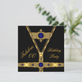 Fabulous Zipper Gold Royal Blue Diamond Gem 2 Einladung (Stehend Vorderseite)