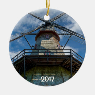 Fabyan-Windmühle und Fox River 2-seitiger Schmuck Keramikornament