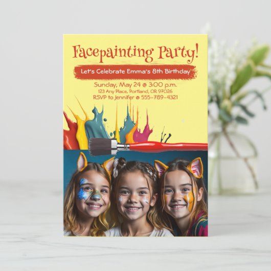 Facainting Girls Geburtstagsparty Einladung (Stehend Vorderseite)