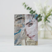 Face Abstract Mixed Media Collage Postkarte (Stehend Vorderseite)