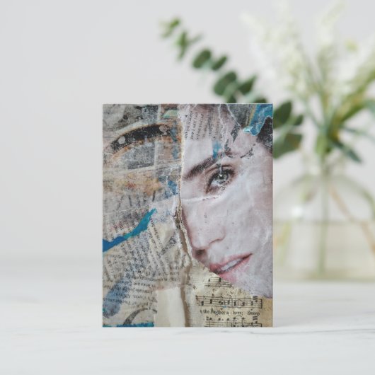 Face Abstract Mixed Media Collage Postkarte (Stehend Vorderseite)