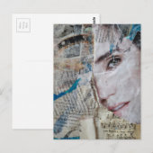 Face Abstract Mixed Media Collage Postkarte (Vorne/Hinten)