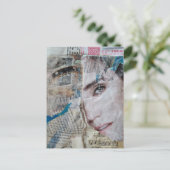 Face Abstract Mixed Media Collage Postkarte (Stehend Vorderseite)