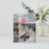 Face and Bills Abstract Mixed Media Collage Postkarte (Stehend Vorderseite)