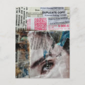 Face and Bills Abstract Mixed Media Collage Postkarte (Vorderseite)