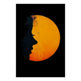 Face and Moon Poster