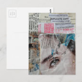 Face and Words Duplicate Copy Mixed Media Collage Postkarte (Vorne/Hinten)