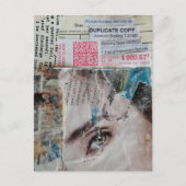 Face and Words Duplicate Copy Mixed Media Collage Postkarte (Vorderseite)