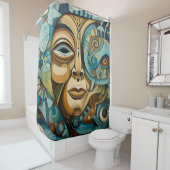 Face Cubist Inspiriert Art Deco Abstrakt Duschvorhang (Beispiel)