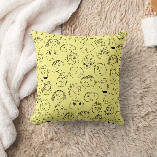 Face Doodle Throw Kissen (Decke)
