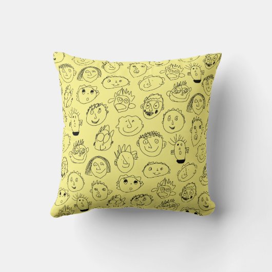 Face Doodle Throw Kissen (Rückseite)