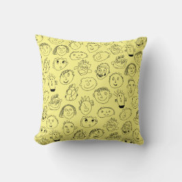 Face Doodle Throw Kissen