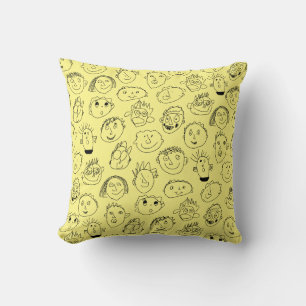 Face Doodle Throw Kissen