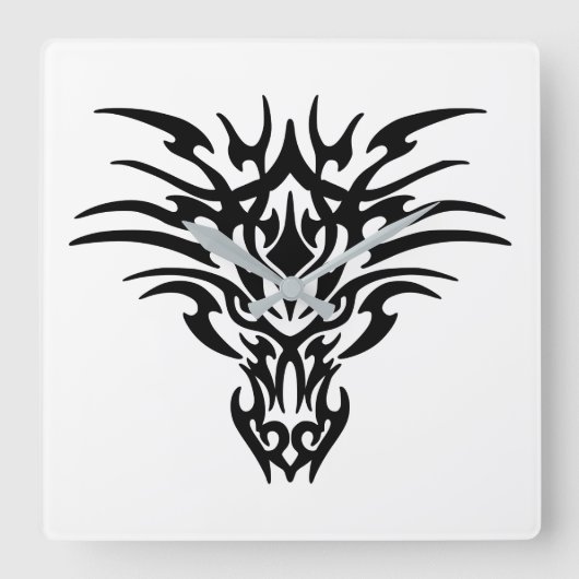 Face-Dragon-Tattoo Quadratische Wanduhr (Vorderseite)