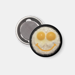 Face Fried Egg Face Button Magnet