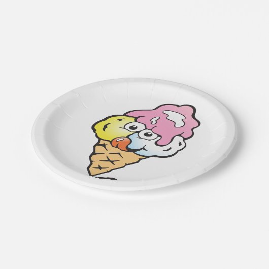 Face Ice Cream Pappteller (Schrägansicht)