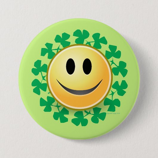 Face Kleeblatt St Patricks Day Button (Vorderseite)