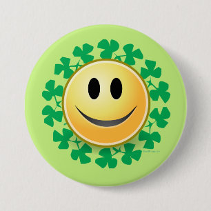 Face Kleeblatt St Patricks Day Button