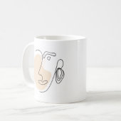 Face Line Art Moderne Minimalistische Moderne Kaffeetasse (Vorderseite Links)