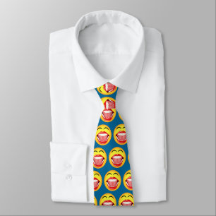 Face LOL Blue Fun Funny Lachend Neck Ties Krawatte
