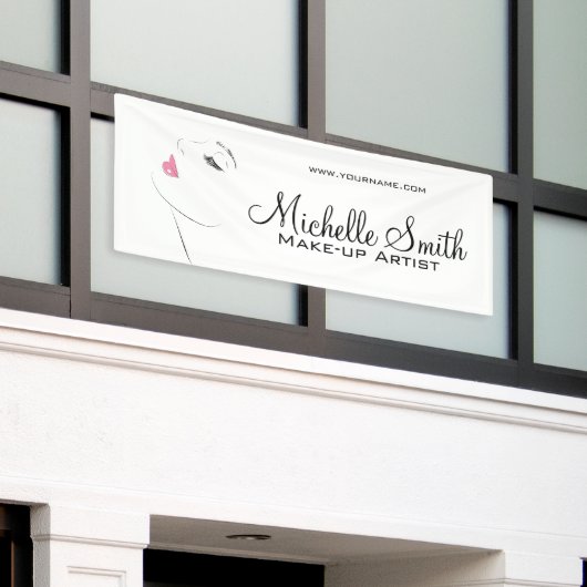 Face Long Lashes Lash Extensions Pink Lips Banner (Äußeres Gebäude)