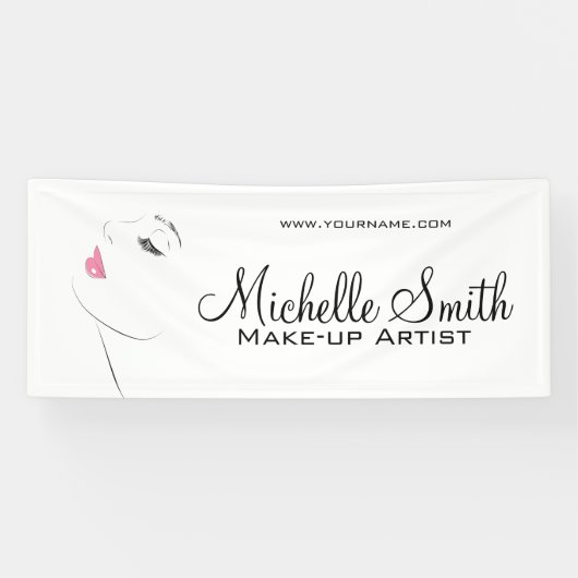 Face Long Lashes Lash Extensions Pink Lips Banner (Horizontal)