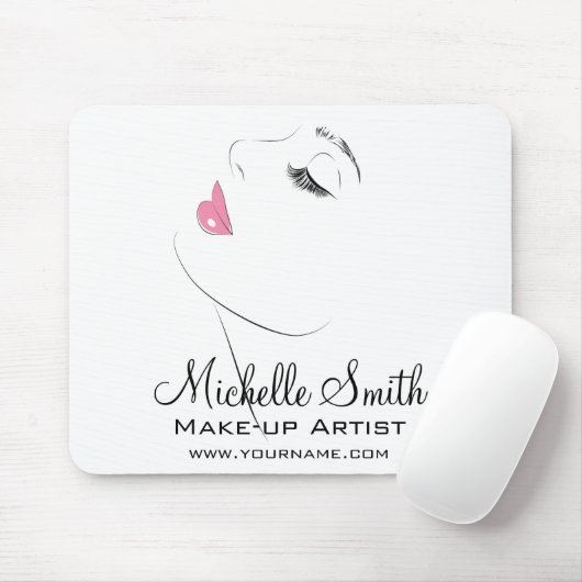 Face Long Lashes Lash Extensions Pink Lips Mousepad (Mit Mouse)