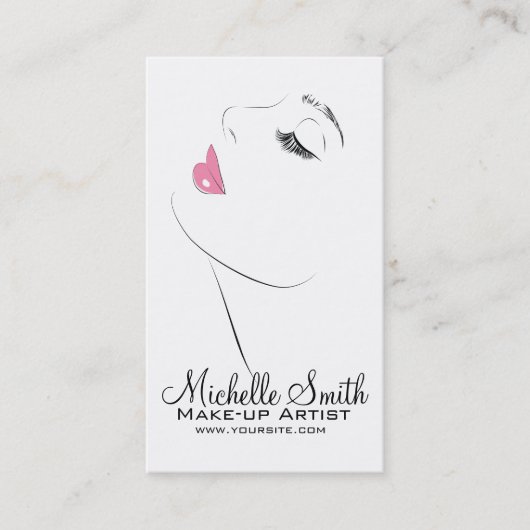 Face Long Lashes Lash Extensions Pink Lips Visitenkarte (Vorderseite)