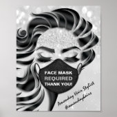 Face Mask Required Covid Eyelash Silver Gray Thank Poster (Vorne)