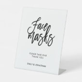 Face Masks Wedding Stylish Black Script Sockelschild (Vorderseite)