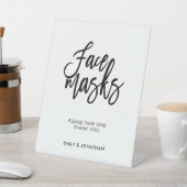Face Masks Wedding Stylish Black Script Sockelschild (In SItu)