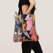 Face Moods Tote Bag Cubism Style Malerei Tasche (Von Nahem)
