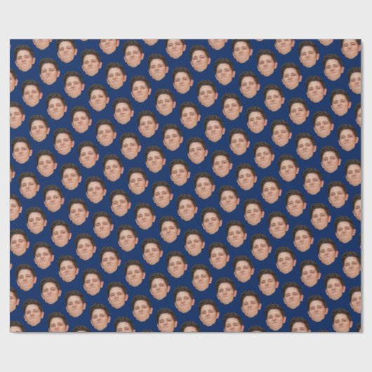 Face oder Pet Foto Navy Blue Gift Wrapping Paper Geschenkpapier (Flach)