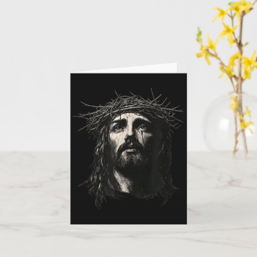 Face Of Jesus Christ Crown Of N Religious Christma Karte (Gelbe Blume)
