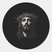 Face Of Jesus Christ Crown Of N Religious Christma Runder Aufkleber (Vorderseite)