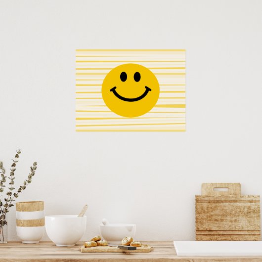 Face on sunny yellow stripes poster (Küche)