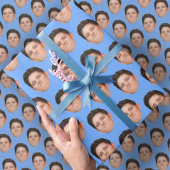 Face or Pet Photo Baby Blue Gift Wrapping Paper Geschenkpapier