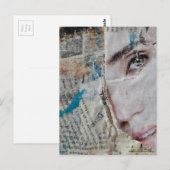 Face Random Words Abstract Mixed Media Collage Postkarte (Vorne/Hinten)