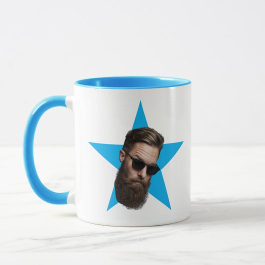 Face Star Funny Gift, Blue Star Face, Office-Gesch Tasse (Links)