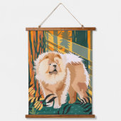 FACE THE SUN Chow Holzwolle überragt Tapisserie Wandteppich Mit Holzrahmen (Vorderseite)