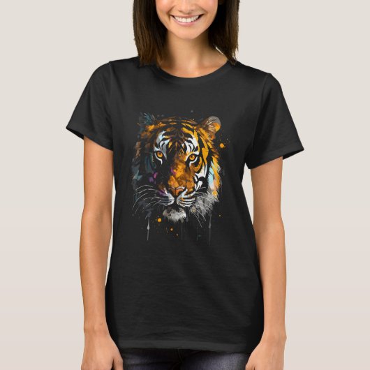 Face Tiger Colourful Animal  Animal  Design T-Shirt (Vorderseite)